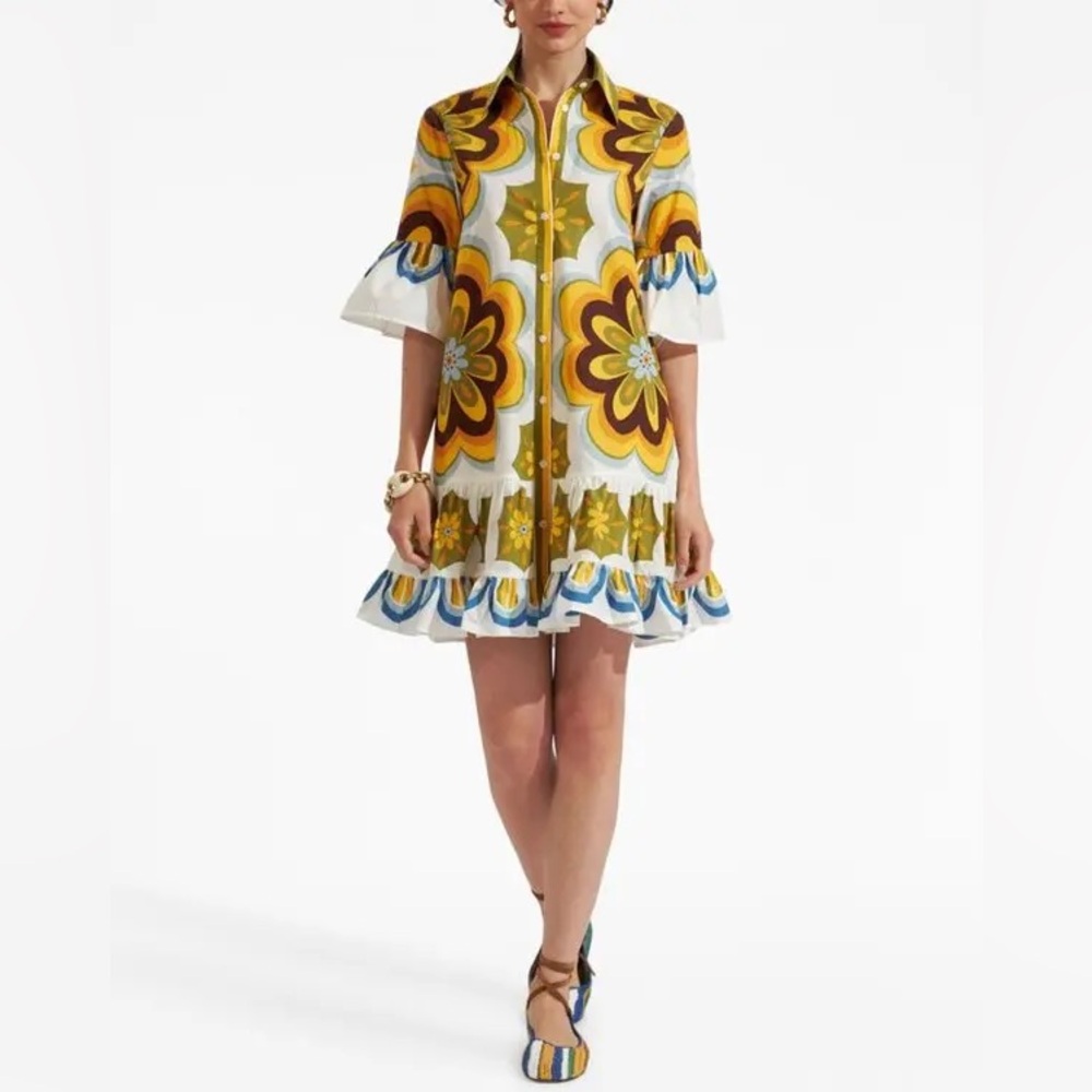 LA DOUBLE J- Choux floral geometric tiered dress - Picture 2 of 12